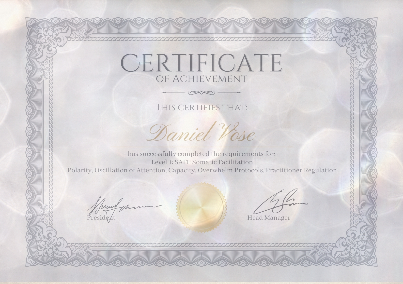 Somatic Practitioner certificate